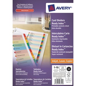 Avery Zweckform 01735501 - Zahlen Register 1-10, DIN A4, mit 5 farbigen Taben