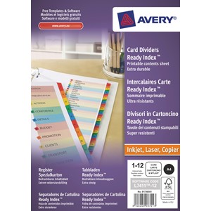 Avery Zweckform 01736501 - Zahlen Register 1-12, DIN A4, mit 6 farbigen Taben