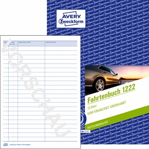 Avery Zweckform 1222 - Fahrtenbuch steuerlicher km-Nachweis, mit Jahresabrechnung, A5
