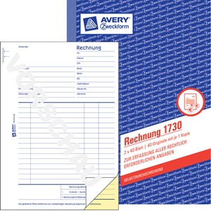 Avery Zweckform 1730-5 - Rechnung, selbstdurchschreibend, A5, 1 Durchschlag, 5er Pack