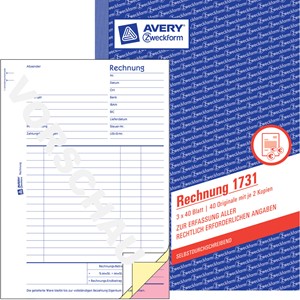 Avery Zweckform 1731 - Rechnung, selbstdurchschreibend, 2 Durchschläge, A5