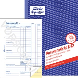Avery Zweckform 1743 - Kassenbericht, A5, weiß/gelb