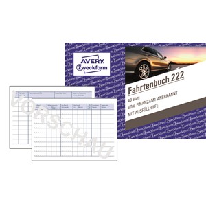 Avery Zweckform 222-5 - Fahrtenbuch steuerlicher km-Nachweis, A6 quer, 5er Pack