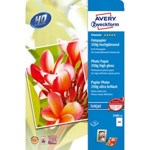 Avery Zweckform 2480-10 - Premium Inkjet Photo Papier hochglänzend A3 250g