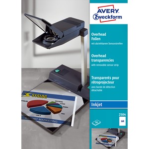 Avery Zweckform 2504 - Overhead-Folien für Inkjet-Drucker, mit abziehbarem Sensorstreifen