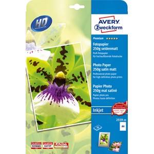 Avery Zweckform 2559-20 - Premium Inkjet Photo Papier seidenmatt A4 250g