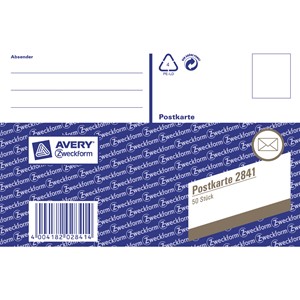 Avery Zweckform 2841 - Postkarte 50 Karten, lose, A6 quer