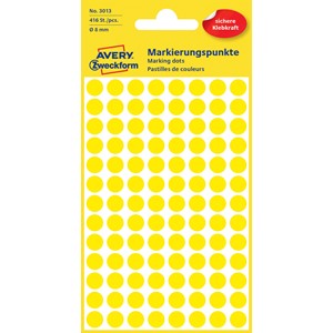 Avery Zweckform 3013 - Markierungspunkte, 8 mm, 416 Etiketten, gelb
