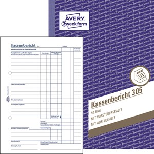 Avery Zweckform 305-5 - Kassenbericht ohne Durchschlag mit Mikroperforation, A5, 5er Pack