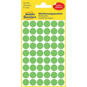 Avery Zweckform 3149 - Markierungspunkte, 12 mm, 270 Etiketten, leuchtgrün