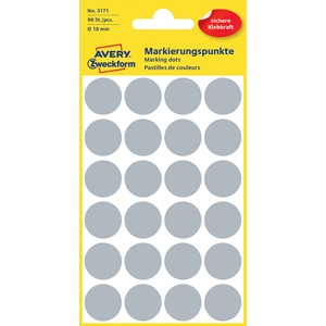 Avery Zweckform 3171 - Markierungspunkte, 18 mm, 96 Etiketten, grau