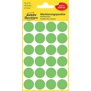 Avery Zweckform 3174 - Markierungspunkte, 18 mm, 96 Etiketten, leuchtgrün