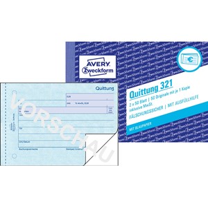 Avery Zweckform 321 - Quittung, inklusive MwSt., A6 quer
