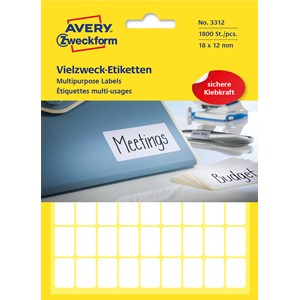 Avery Zweckform 3312 - Vielzweck-Etiketten 18x12 mm, 1800 Etiketten