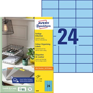 Avery Zweckform 3449 - Etiketten 70x37 mm, 100 Bögen, blau