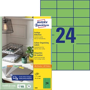 Avery Zweckform 3450 - Etiketten 70x37 mm, 100 Bögen, grün