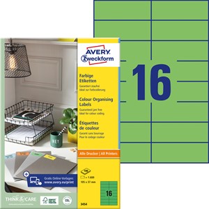 Avery Zweckform 3454 - Etiketten 105x37 mm, 100 Bögen, grün