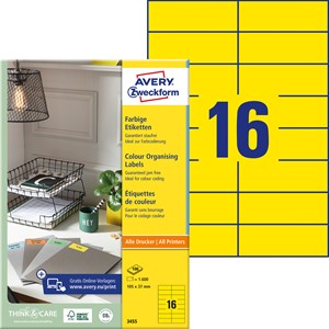 Avery Zweckform 3455 - Etiketten 105x37 mm, 100 Bögen, gelb