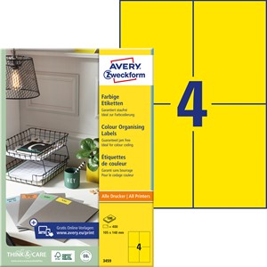 Avery Zweckform 3459 - Etiketten 105x148 mm, 100 Bögen, gelb