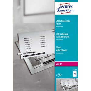 Avery Zweckform 3480 - transparente, selbstklebende Folie, 100 Blatt