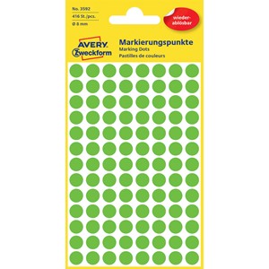 Avery Zweckform 3592 - Markierungspunkte, 8 mm, 416 Etiketten, grün, wiederablösbar