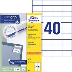 Avery Zweckform 3651 - Etiketten 52,5x29,7 mm