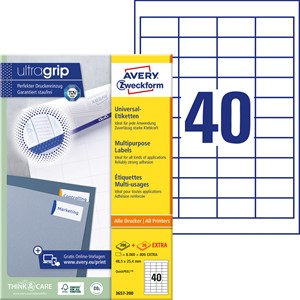 Avery Zweckform 3657 - Etiketten 48,5x25,4 mm, mit QuickPeel Abziehhilfe