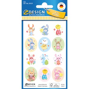 Avery Zweckform 39221 - Z-Design Oster Sticker, Papier, Ostertiere Kids, bunt, 24 Aufkleber