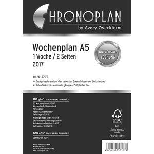Avery Zweckform 50577 - Chronoplan Wochenplan A5, 2017, in Zeilen