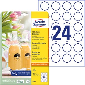 Avery Zweckform 5082 - Wiederablösbare Marmeladenetiketten, 40,8 x 40,3 mm, 10 Bögen