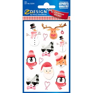 Z-Design 52293 - Weihnachtssticker, Papier, Tiere, braun, rot, weiß, schwarz