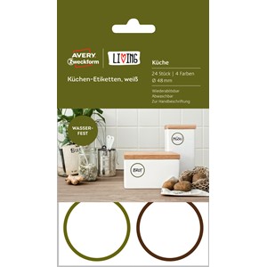 Avery Zweckform 62001 - Living Küchen-Etiketten, weiß, Ø 48 mm