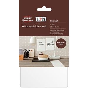 Avery Zweckform 62013 - Living Whiteboard-Folien, weiß, 101 x 152 mm