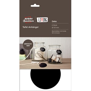 Avery Zweckform 62022 - Living Tafel-Anhänger, schwarz, Ø 50 mm