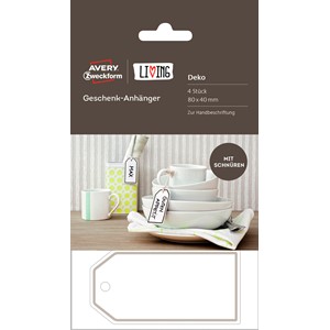 Avery Zweckform 62024 - Living Geschenk-Anhänger, weiß, 80 x 40 mm