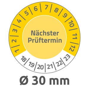 Avery Zweckform 6934 - Prüfplaketten, Ø 30 mm, gelb, abziehsichere Folie