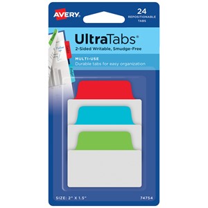 Avery Zweckform 74754 - UltraTabs 50,8 x 38,1 mm, grün, blau, rot