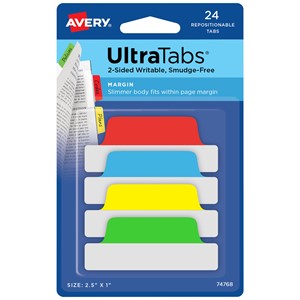 Avery Zweckform 74768 - UltraTabs 63,5 x 25,4 mm, grün, gelb, rot, blau