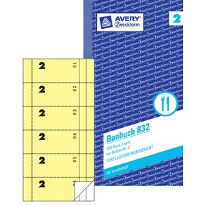 Avery Zweckform 832-5 - Bonbuch 105x198 Bons gelb, 5er Pack