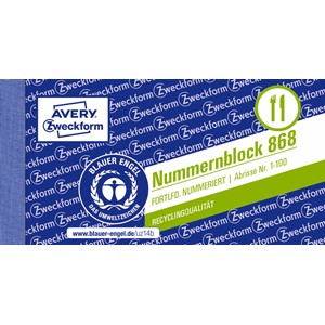 Avery Zweckform 868-5 - Nummernblock 105x53 1-100 farbig sortiert, 5er Pack