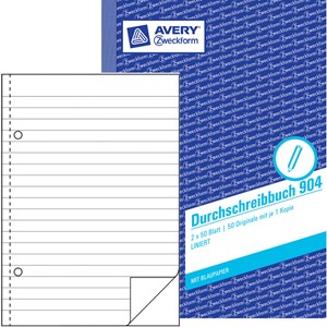 Avery Zweckform 904 - Durchschreibbuch 1. Blatt liniert, 2. Blatt blanko, A5