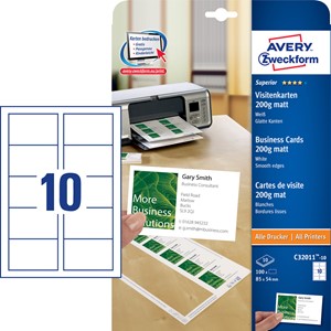 Avery Zweckform C32011-10 - Visitenkarten mit glatten Kanten, 200g, 100 Karten