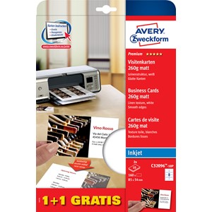 Avery Zweckform C32096-10P - Premium Visitenkarten, 80 Karten + 80 Karten gratis