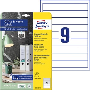 Avery Zweckform C32266-10 - Ordnereinsteckschilder 30x190 mm, 25 Bögen, schmal, weiß