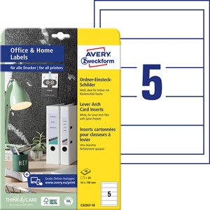 Avery Zweckform C32267-10 - Ordnereinsteckschilder 54x190 mm, 25 Bögen, breit, weiß