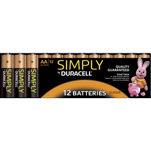 Duracell DUR002296 - Simply Alkaline Batterien, AA, 12er Pack