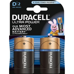 Duracell DUR002906 - Ultra Power Batterien, D, 2er Pack