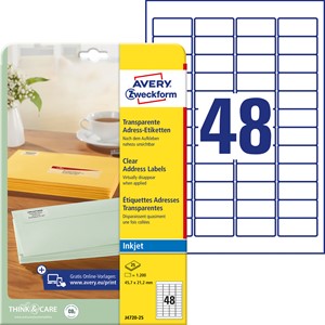 Avery Zweckform J4720-25 - Transparente Etiketten 45,7x21,2 mm