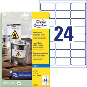 Avery Zweckform J4773-10 - Etiketten 63,5 x 33,9 wetterfest Inkjet