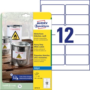 Avery Zweckform J4776-10 - Etiketten 99,1 x 67,7 mm, wetterfest, Inkjet